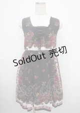 axes femme / スカーフパネル柄ワンピース M クロ Y-25-03-23-047-AX-OP-SZ-ZI