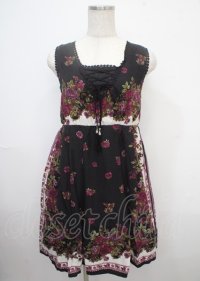 axes femme / スカーフパネル柄ワンピース M クロ Y-25-03-23-047-AX-OP-SZ-ZI
