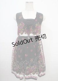 axes femme / スカーフパネル柄ワンピース M クロ Y-25-03-23-047-AX-OP-SZ-ZI