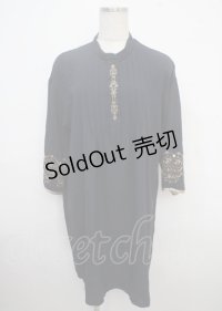 axes femme / 袖刺繍Aラインシャツワンピース M 紺 Y-25-03-23-057-AX-OP-SZ-ZI