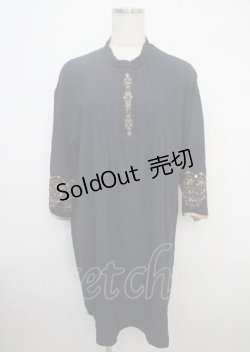 画像1: axes femme / 袖刺繍Aラインシャツワンピース M 紺 Y-25-03-23-057-AX-OP-SZ-ZI