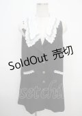 axes femme POETIQUE / レース襟ロングベスト M 黒 Y-25-03-23-058-AX-TO-SZ-ZY
