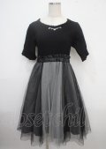 axes femme / チュール切替ドッキングワンピース M 黒 Y-25-03-23-062-AX-OP-SZ-ZI