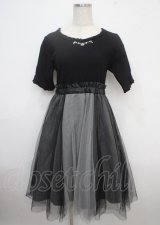 axes femme / チュール切替ドッキングワンピース M 黒 Y-25-03-23-062-AX-OP-SZ-ZI