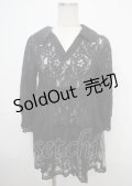 axes femme / 総レースティアードチュニック M 黒 Y-25-03-23-064-AX-OP-SZ-ZI