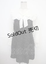 axes femme POETIQUE / ツィードボウタイワンピース M 黒 Y-25-03-23-065-AX-OP-SZ-ZY