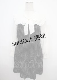 axes femme POETIQUE / ツィードボウタイワンピース M 黒 Y-25-03-23-065-AX-OP-SZ-ZY