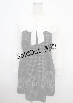 画像1: axes femme POETIQUE / ツィードボウタイワンピース M 黒 Y-25-03-23-065-AX-OP-SZ-ZY