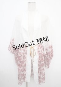 axes femme kawaii / 彼岸花柄シアー着物風羽織 M 白 Y-25-03-23-066-AX-TO-SZ-ZY
