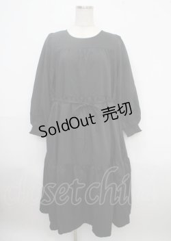 画像1: axes femme POETIQUE / ティアードロング長袖ワンピース M 黒 Y-25-03-23-067-AX-OP-SZ-OS