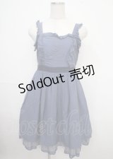 axes femme POETIQUE / メルヘン刺繍フリルワンピース M 紺 Y-25-03-23-068-AX-OP-SZ-ZY