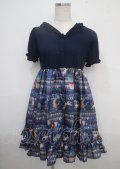PUTUMAYO / 黒猫Circusワンピース  ネイビー Y-25-03-23-094-PT-OP-SZ-ZY