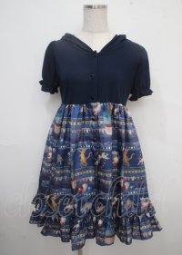 PUTUMAYO / 黒猫Circusワンピース  ネイビー Y-25-03-23-094-PT-OP-SZ-ZY