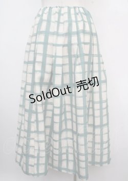 画像2: an another angelus / ペイントタッチ柄タックスカート F グリーン×ホワイト Y-25-03-23-110-CA-SK-SZ-ZY