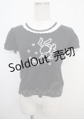 Heart E / フリルレース半袖カットソー  黒 Y-25-03-23-013-LO-TO-SZ-ZY