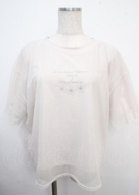 axes femme / チュール重ねロゴＴシャツ F 生成り Y-25-03-23-021-AX-TO-SZ-ZY