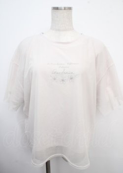 画像1: axes femme / チュール重ねロゴＴシャツ F 生成り Y-25-03-23-021-AX-TO-SZ-ZY