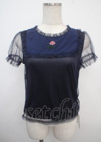 Ank Rouge / ワンポイント刺繍ドットチュールカットソー M コン Y-25-03-23-028-CA-TO-SZ-ZY