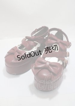 画像1: axes femme kawaii / リボンスカラップ配色シューズ L ワイン Y-25-03-26-044-AX-SH-SZ-ZY