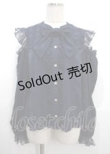 axes femme kawaii / ブルーミングレースブラウス M 紺 Y-25-03-26-049-AX-BL-SZ-ZY