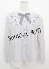 axes femme POETIQUE / キャットシルエット刺繍ブラウス M グレー Y-25-03-26-054-AX-BL-SZ-ZY