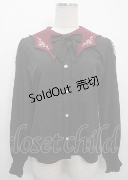 画像1: axes femme POETIQUE / リボン付きコウモリカラーブラウス M 黒 Y-25-03-26-059-AX-BL-SZ-ZY