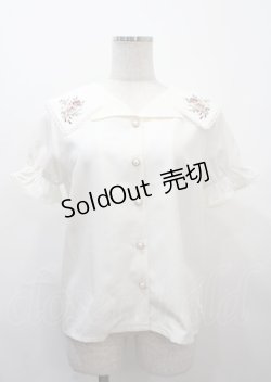 画像1: axes femme POETIQUE / ブーケ刺繍襟ブラウス M 生成り Y-25-03-26-061-AX-BL-SZ-ZY