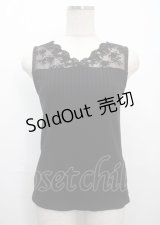 axes femme / 繊細レースタンクトップ M 黒 Y-25-03-26-062-AX-TO-SZ-ZY
