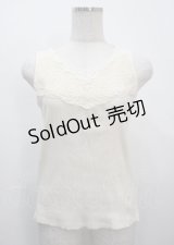 axes femme / 薔薇レース使いリブタンク M 生成り Y-25-03-26-066-AX-TO-SZ-ZY