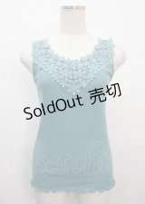 axes femme / モチーフレースリブタンク M Bグリーン Y-25-03-26-071-AX-TO-SZ-ZI