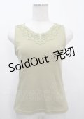 axes femme / モチーフレースタンク M 黄緑 Y-25-03-26-072-AX-TO-SZ-ZI