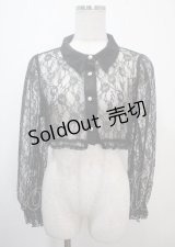 axes femme POETIQUE / レースクロップドブラウス M 黒 Y-25-03-26-074-AX-BL-SZ-ZY