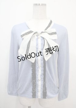 画像1: axes femme / タイ付きブラウス風プルオーバー M サックス Y-25-03-26-080-AX-TO-SZ-ZY