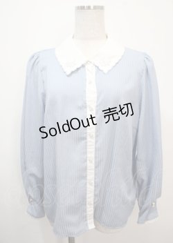 画像1: axes femme / 襟刺繍シアーストライプブラウス M サックス Y-25-03-26-081-AX-BL-SZ-ZY