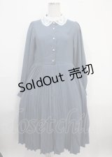 mpetit by misako / AM*レースエリプリーツワンピース L 中青 Y-25-03-26-115-LO-OP-SZ-ZY