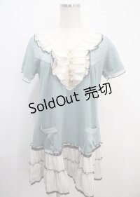 axes femme / ストライプフリルチュニック M ミント Y-25-03-26-120-AX-OP-SZ-ZY
