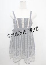 axes femme / レースプリントチュニック M 紺 Y-25-03-26-126-AX-OP-SZ-ZY