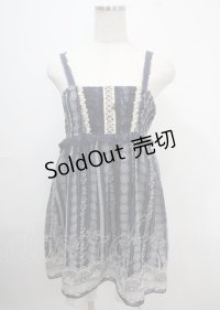 axes femme / レースプリントチュニック M 紺 Y-25-03-26-126-AX-OP-SZ-ZY