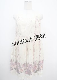 axes femme / 転写風パネル花柄ワンピース M 生成り Y-25-03-26-131-AX-OP-SZ-ZY