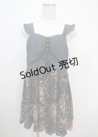 axes femme / 花柄切替ワンピース M 黒 Y-25-03-26-132-AX-OP-SZ-ZY