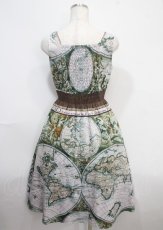 画像2: 【SALE】axes femme Nostalgic / ヴィンテージマップ柄ワンピース M 茶 Y-25-03-26-134-LO-OP-SZ-ZT507 (2)