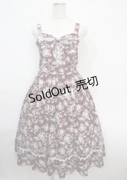 画像1: axes femme / ビッグリボン×ローズ柄ジャンパースカート F ワイン Y-25-03-26-137-AX-OP-SZ-ZY