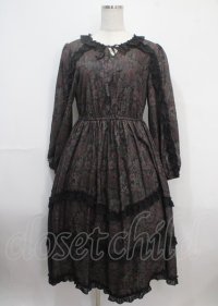 axes femme NOSTALGIE / ゴブラン風花柄ワンピース M 黒 Y-25-03-26-138-AX-OP-SZ-OS