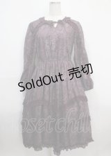 axes femme NOSTALGIE / ゴブラン風花柄ワンピース M パープル Y-25-03-26-139-AX-OP-SZ-ZT138