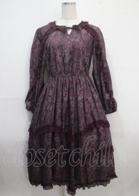 axes femme NOSTALGIE / ゴブラン風花柄ワンピース M パープル Y-25-03-26-139-AX-OP-SZ-ZT138