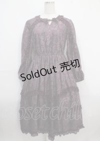 axes femme NOSTALGIE / ゴブラン風花柄ワンピース M パープル Y-25-03-26-139-AX-OP-SZ-ZT138