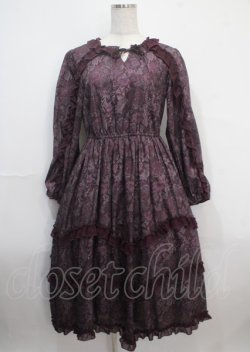 画像1: axes femme NOSTALGIE / ゴブラン風花柄ワンピース M パープル Y-25-03-26-139-AX-OP-SZ-ZT138