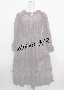 画像1: axes femme NOSTALGIE / ゴブラン風花柄ワンピース M パープル Y-25-03-26-139-AX-OP-SZ-ZT138