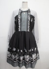 axes femme / ローズブーケ柄ワンピース M 黒 Y-25-03-26-140-AX-OP-SZ-ZI