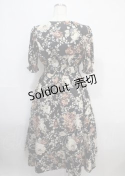 画像2: axes femme NOSTALGIE / 絵画風ローズ柄ワンピース F 黒 Y-25-03-26-141-AX-OP-SZ-OS